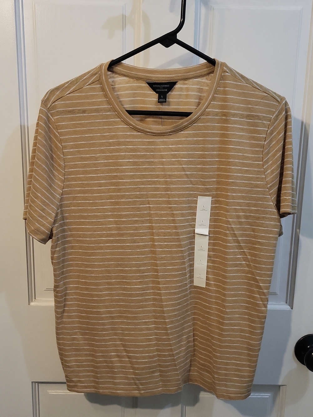 J. Crew Factory Tan and White Striped Short Sleeve Tee